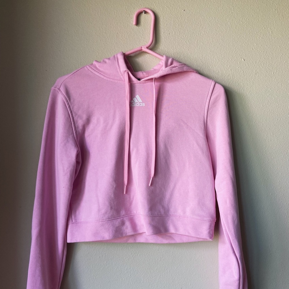 Pink Adidas Cropped Hoodie
